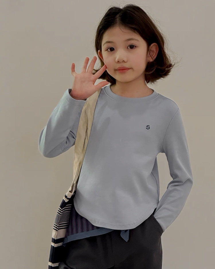 【110-160cm】親子お揃い ワンポイント 長袖Tシャツ｜全4色