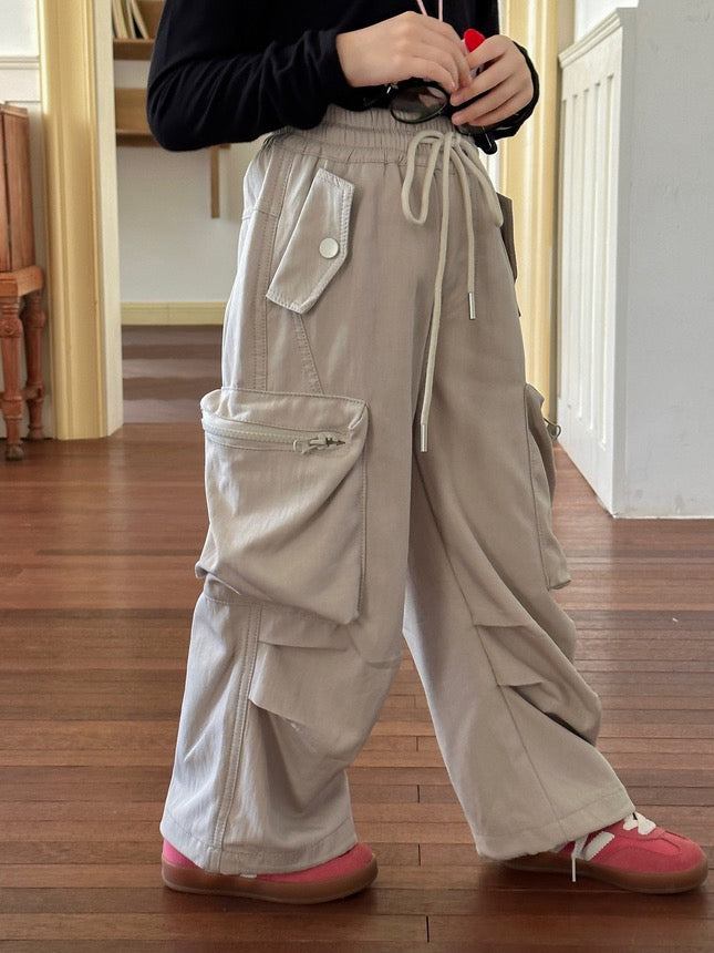 [90-160cm] Pleated cargo pants