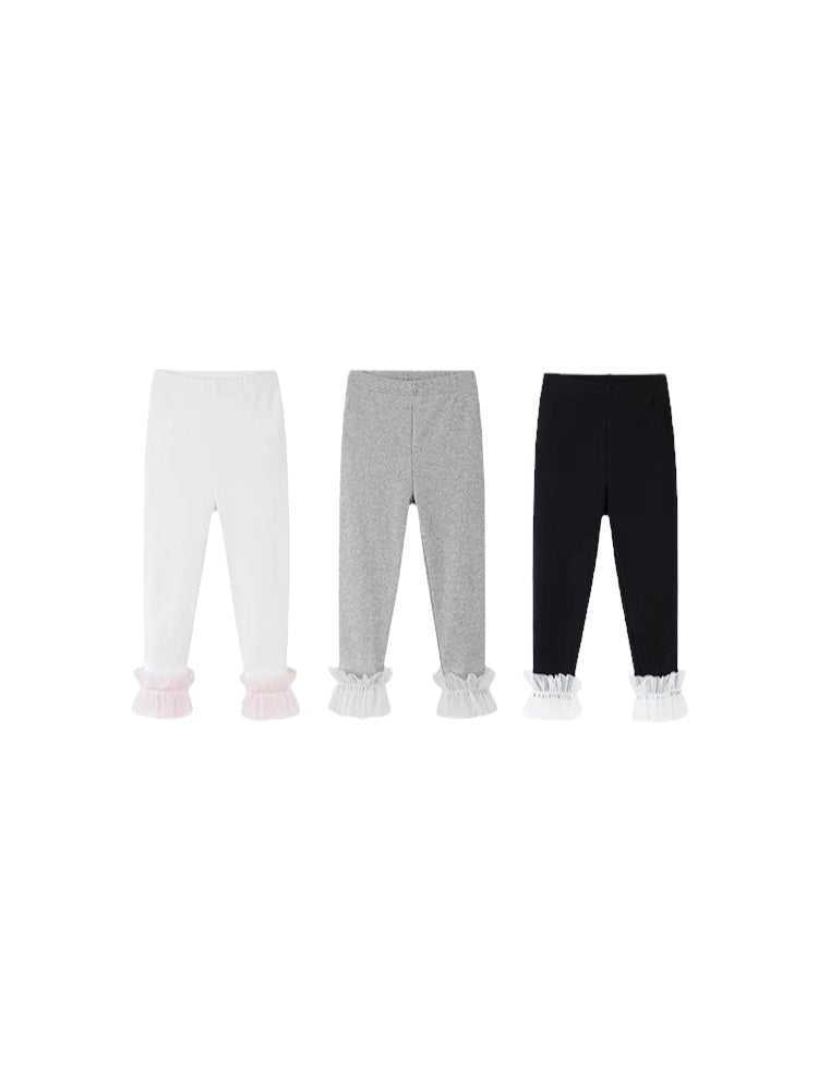 【90-160cm】裾 チュール ドッキング レギンス