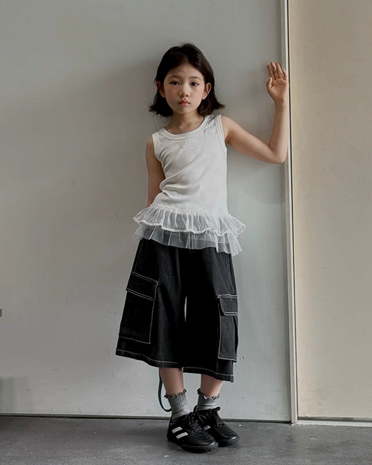 ステッチカーゴ デニムハーフパンツ｜110-160cm