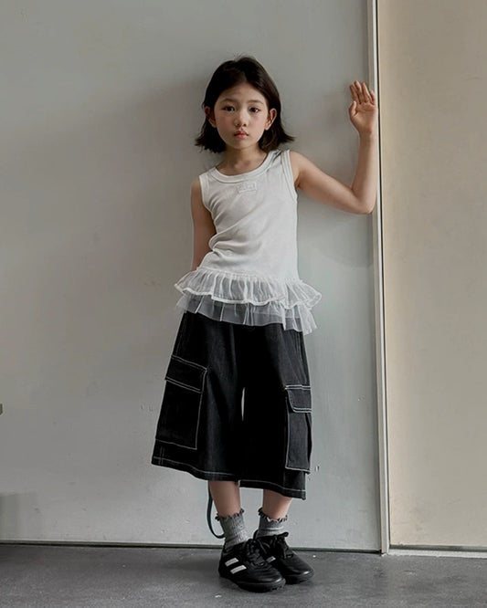 ステッチカーゴ デニムハーフパンツ｜110-160cm