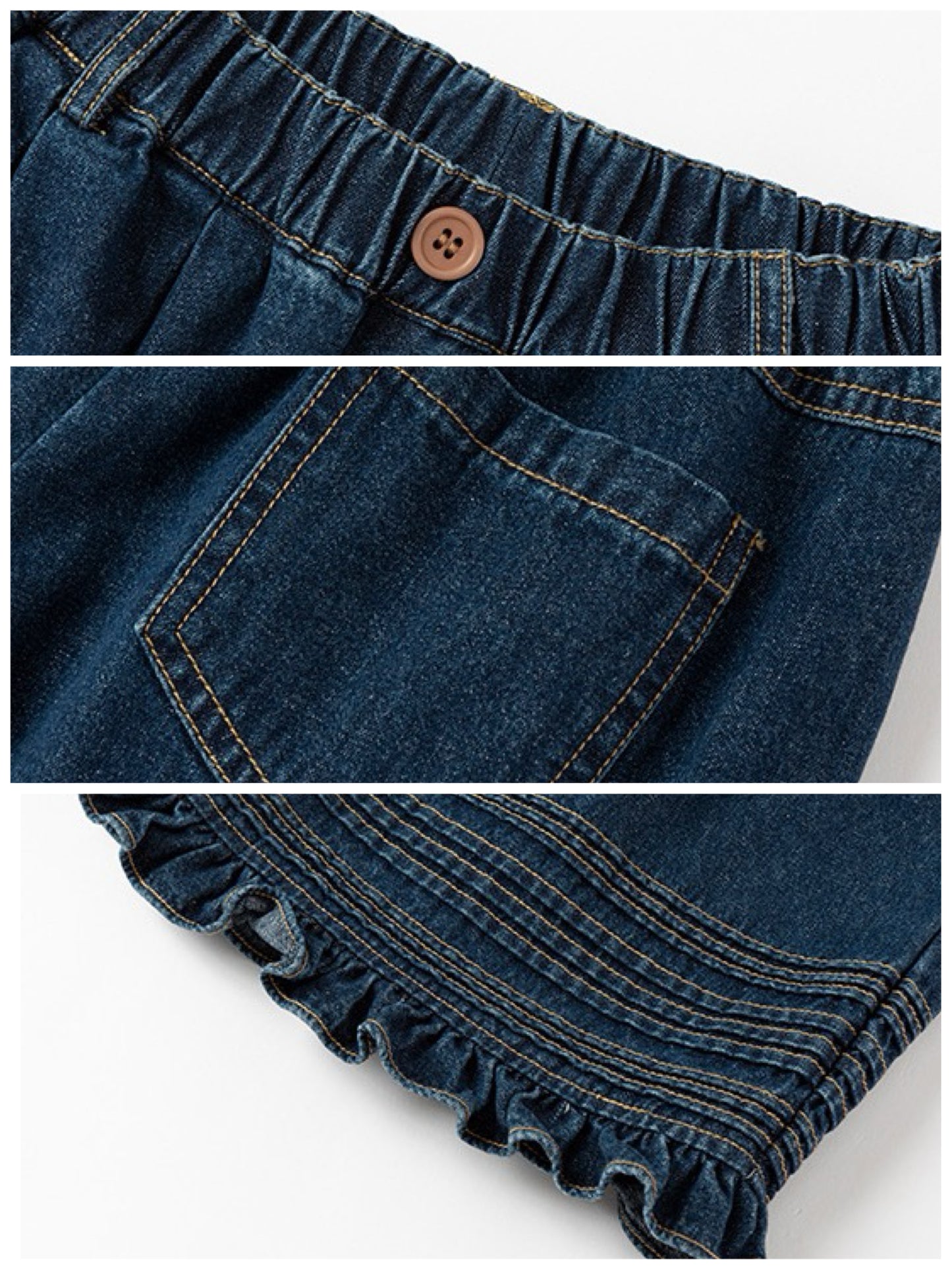 [90-160cm] Ruffle hem baggy jeans