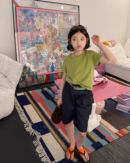 Matching Parent-Child Silky Soft Basic Compact T-shirt, 5 Colors | 110-160cm