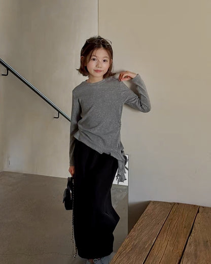 親子お揃い サイドリボン 長袖Tシャツ 全2色｜120-160cm
