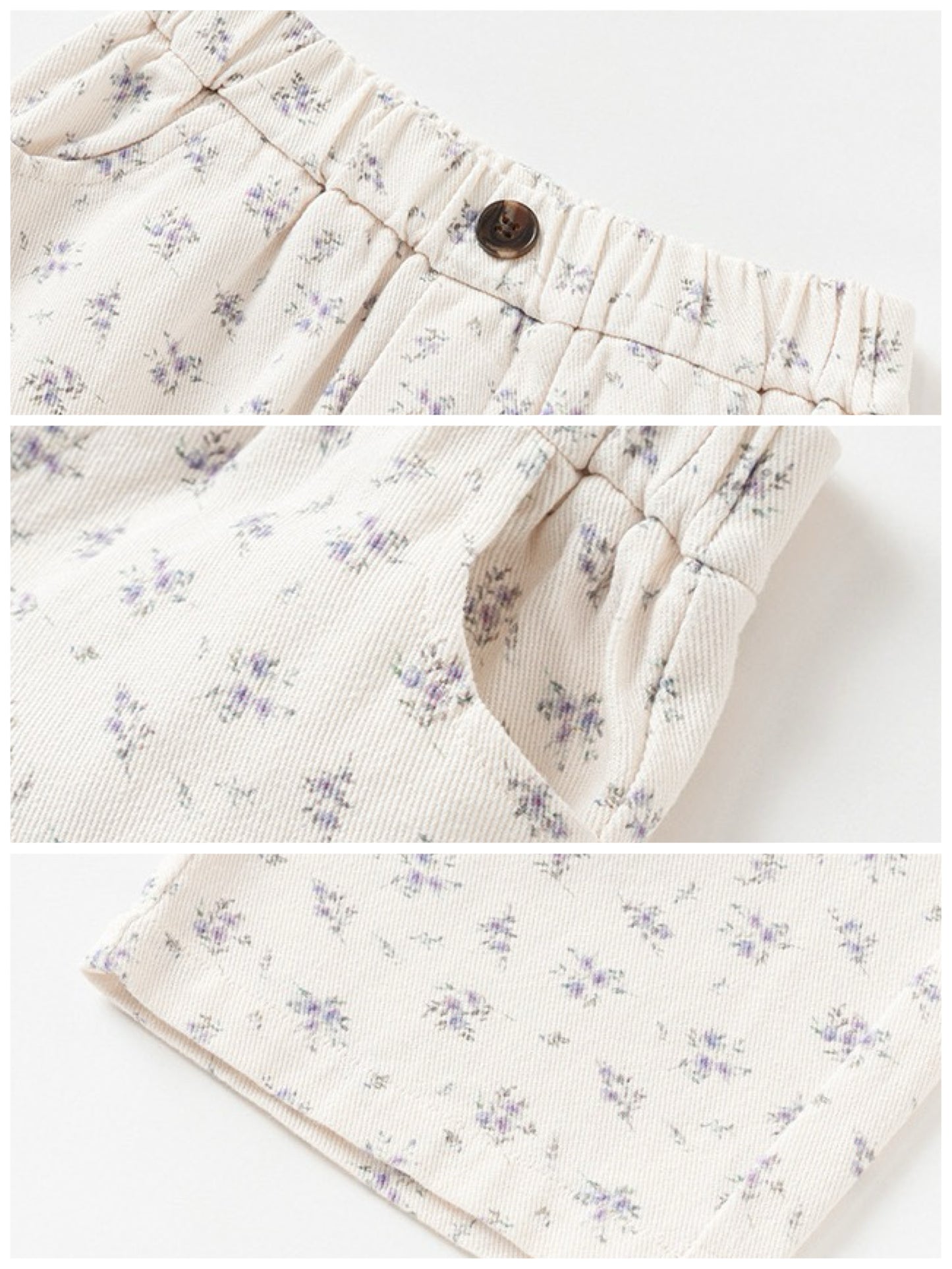 [90-160cm] Floral cotton straight pants