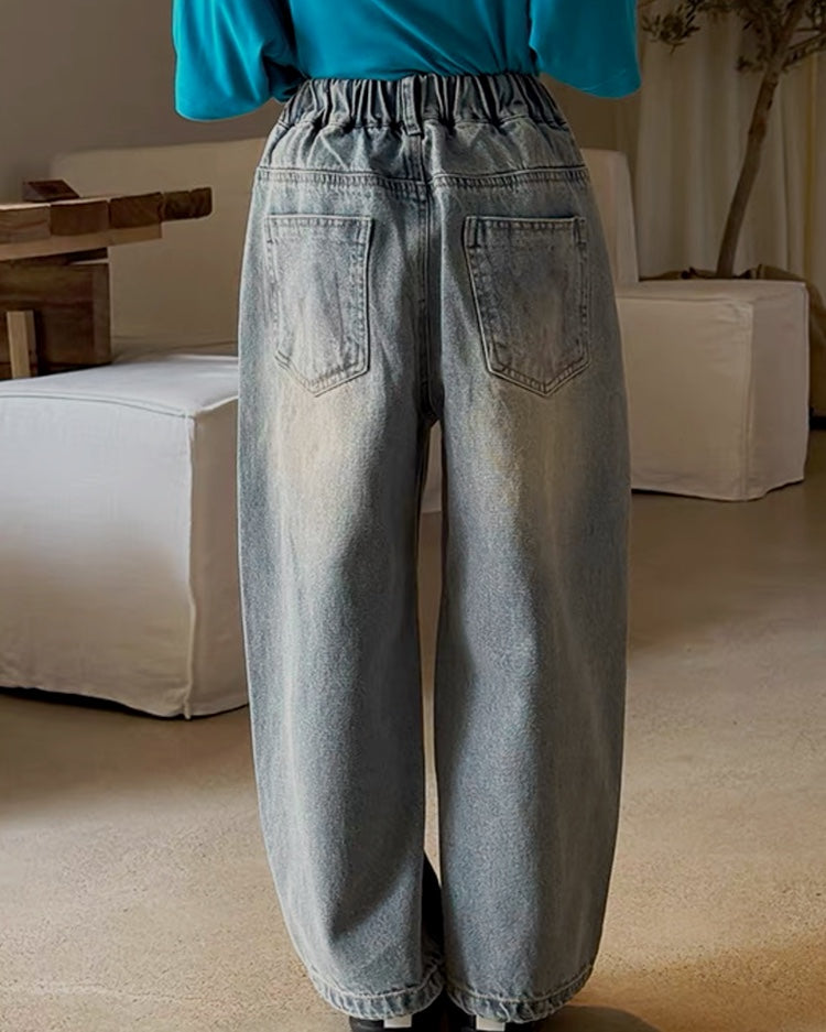 親子お揃い デニム ワイドパンツ ｜ 110-160cm