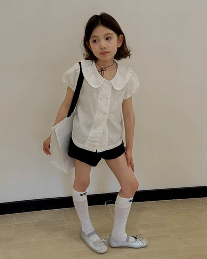 フリルカラー ブラウス / ショートパンツ｜110-160cm