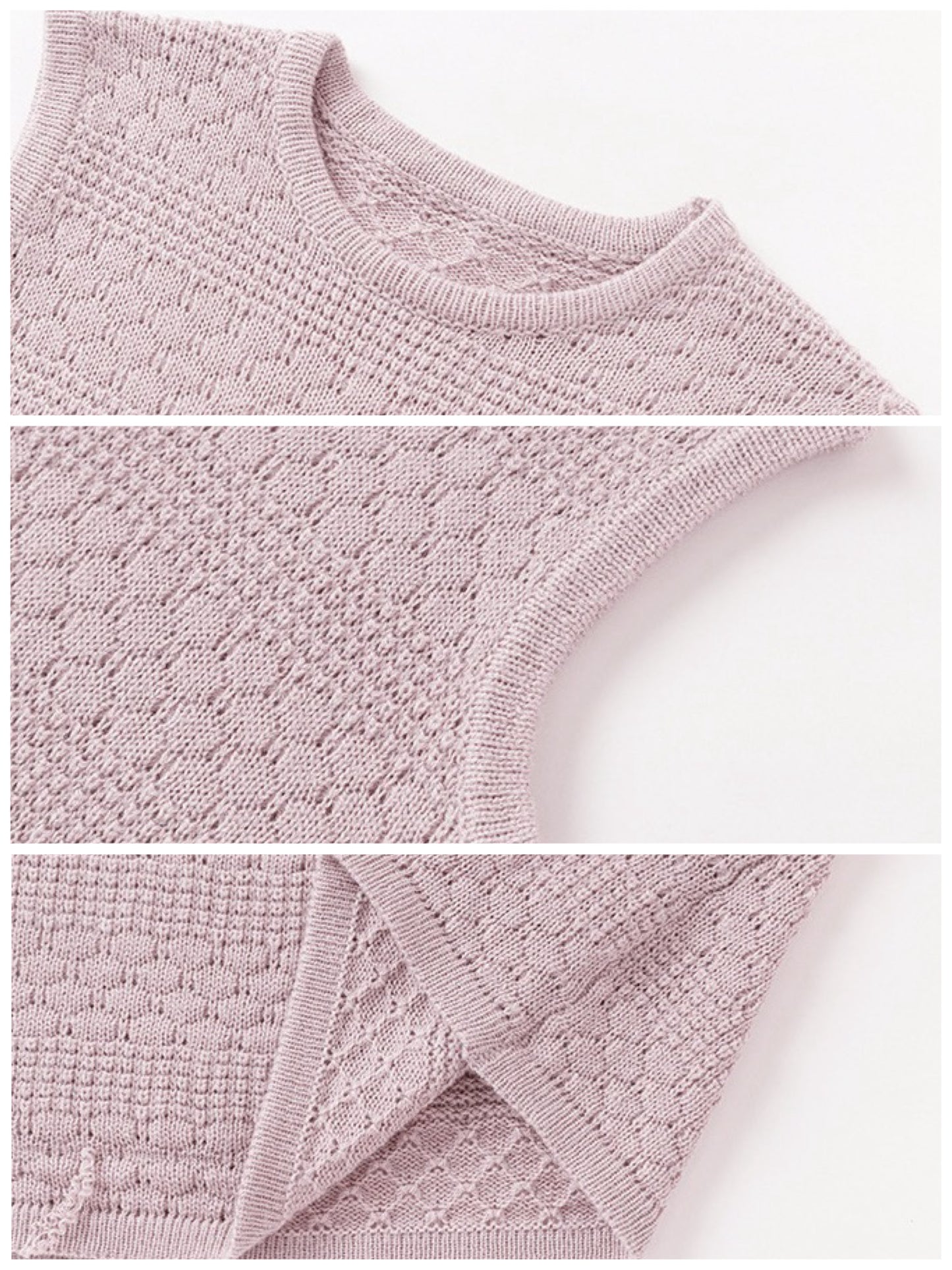 [90-160cm] Openwork long knit vest dress