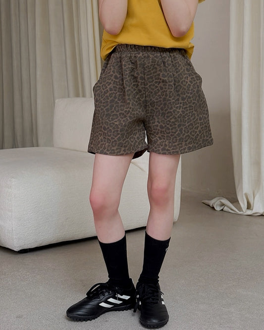 親子お揃い レオパード ショートパンツ ｜ 110-160cm
