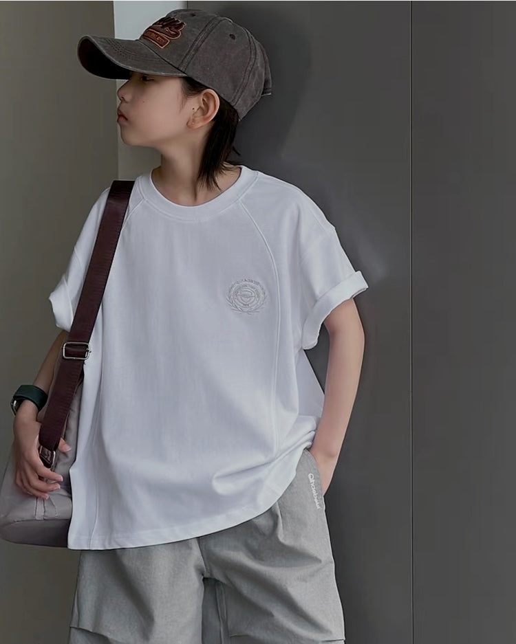 ワンポイント刺繍 オーバーサイズTシャツ｜110-160cm