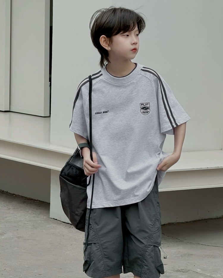 ラインデザイン オーバーサイズ スポーツTシャツ 全2色 ｜ 110-160cm