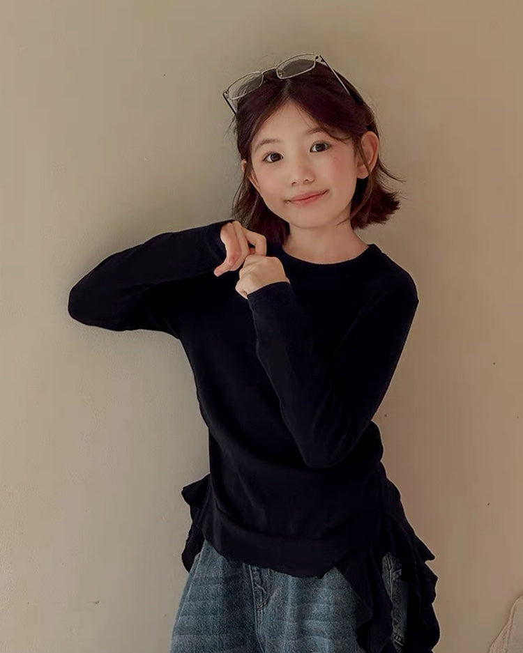 親子お揃い サイドリボン 長袖Tシャツ 全2色｜120-160cm