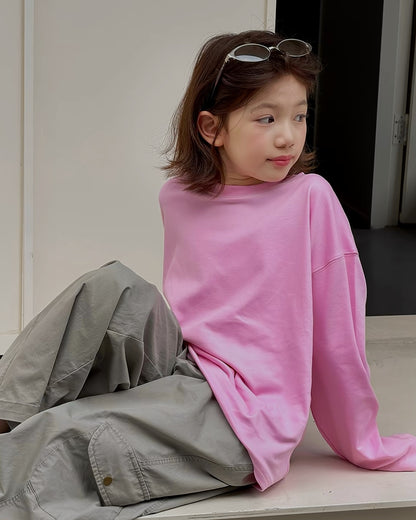親子お揃い ソフトコットン 長袖Tシャツ 全3色｜120-160cm
