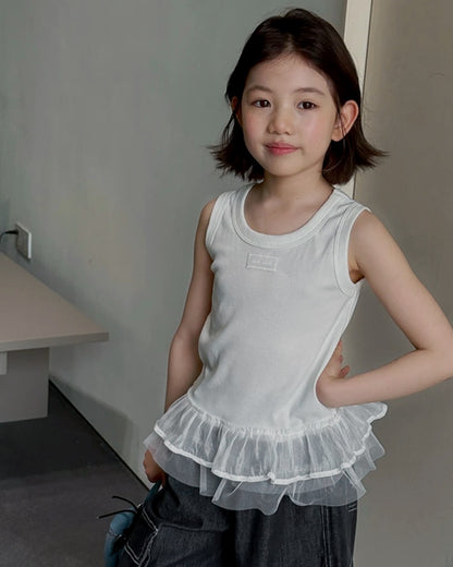 チュールヘム リブタンクトップ｜110-160cm