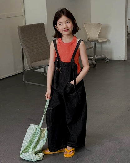 ワイドデニムサロペットパンツ｜110-160cm