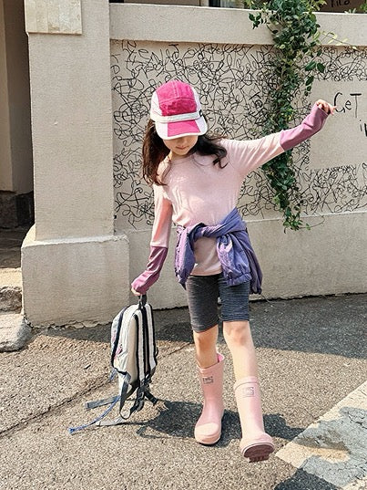 【100-160cm】バイカラーロングスリーブTシャツ