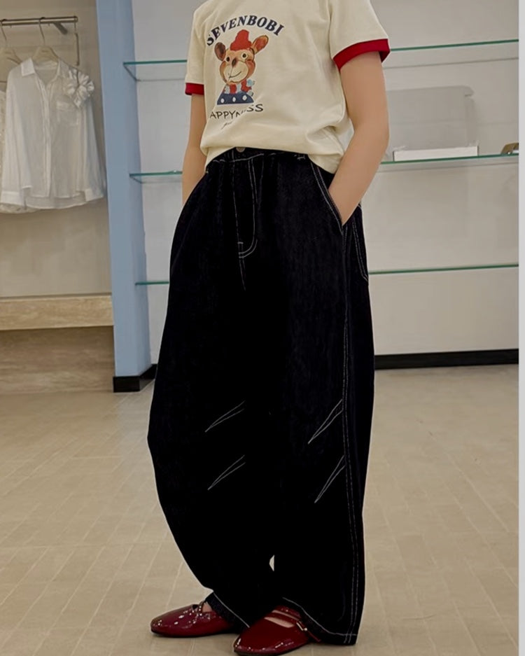 親子お揃い バルーンデニムパンツ｜110-160cm