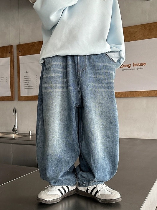[100-160cm] Washed baggy jeans