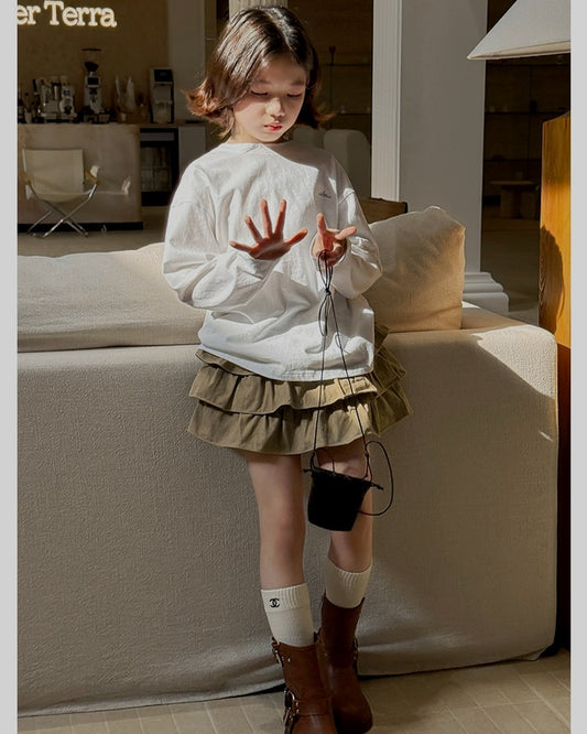 【110-160cm】親子お揃い ベーシック 長袖 Tシャツ