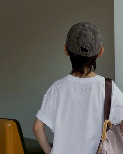 ワンポイント刺繍 オーバーサイズTシャツ｜110-160cm
