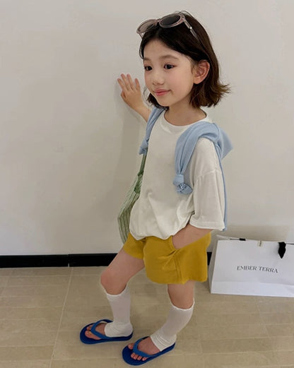 親子お揃い リネンブレンド ベーシックショートパンツ 全5色｜110-160cm