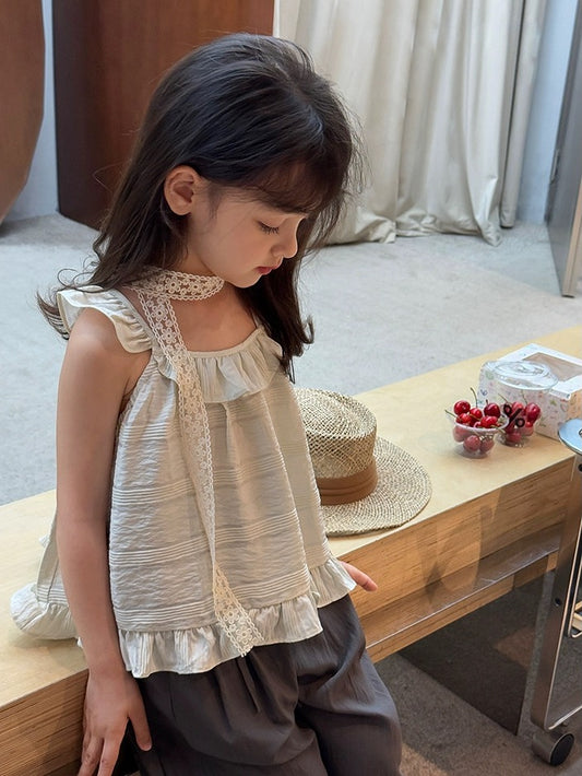 【100-160cm】Aライン フリル トップス