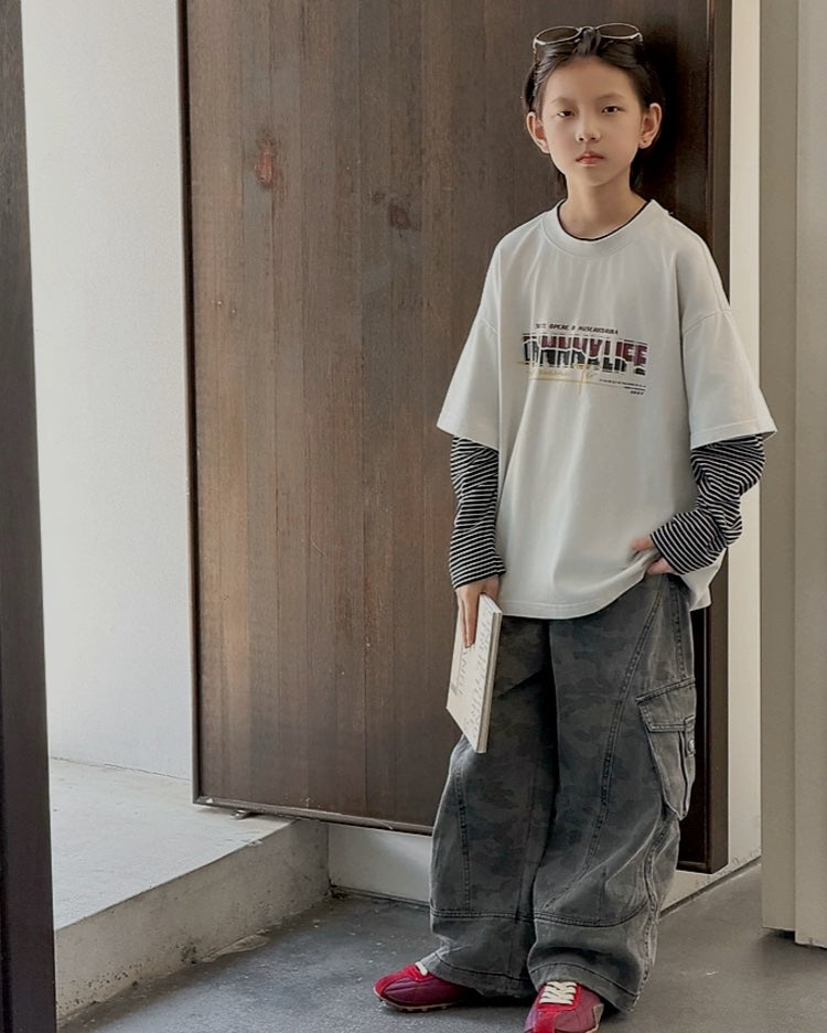 カモフラージュ ワイドカーゴパンツ｜110-160cm