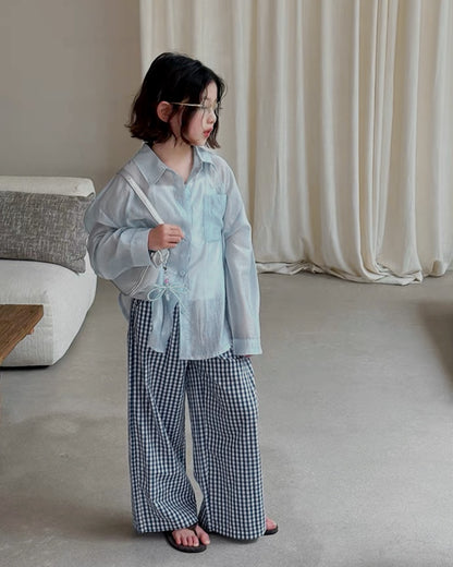 Matching parent-child sheer light shirt (2 colors) | 110-160cm