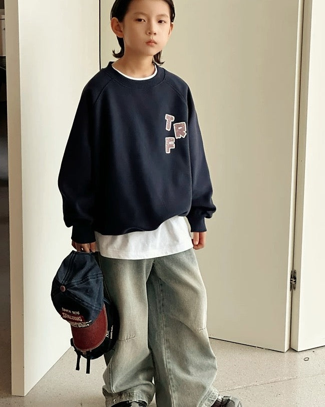 【110-160cm】バックグラフィックプリントスウェットプルオーバー