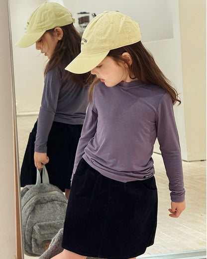 【100-160cm】ソリッドロングスリーブTシャツ
