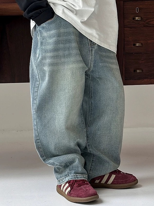 [100-160cm] Washed baggy jeans