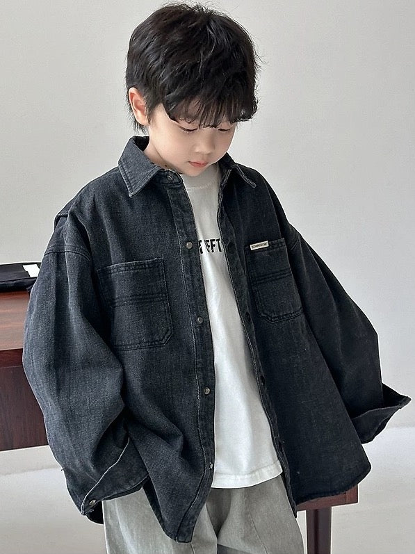 [100-160cm] Denim shirt jacket