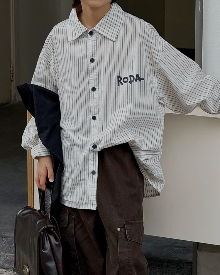 ストライプロゴ 長袖シャツ｜110-160cm