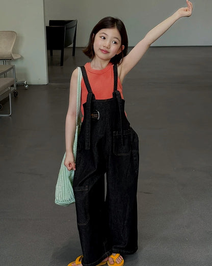 ワイドデニムサロペットパンツ｜110-160cm