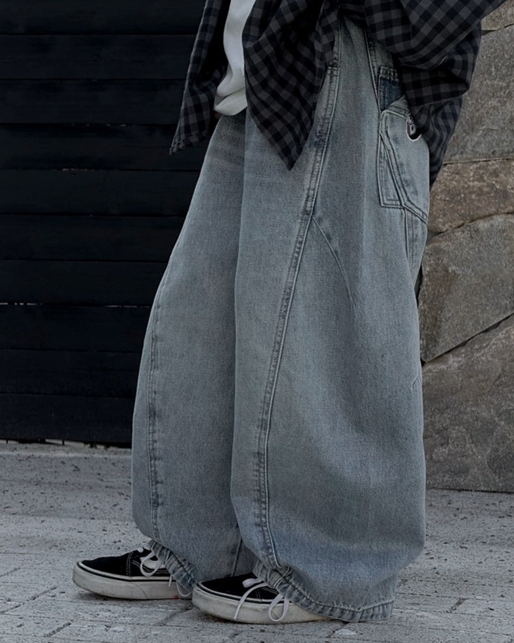 Loose Silhouette Balloon Denim Pants | 110-160cm