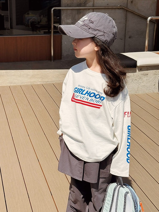 【100-160cm】プリントロングスリーブTシャツ