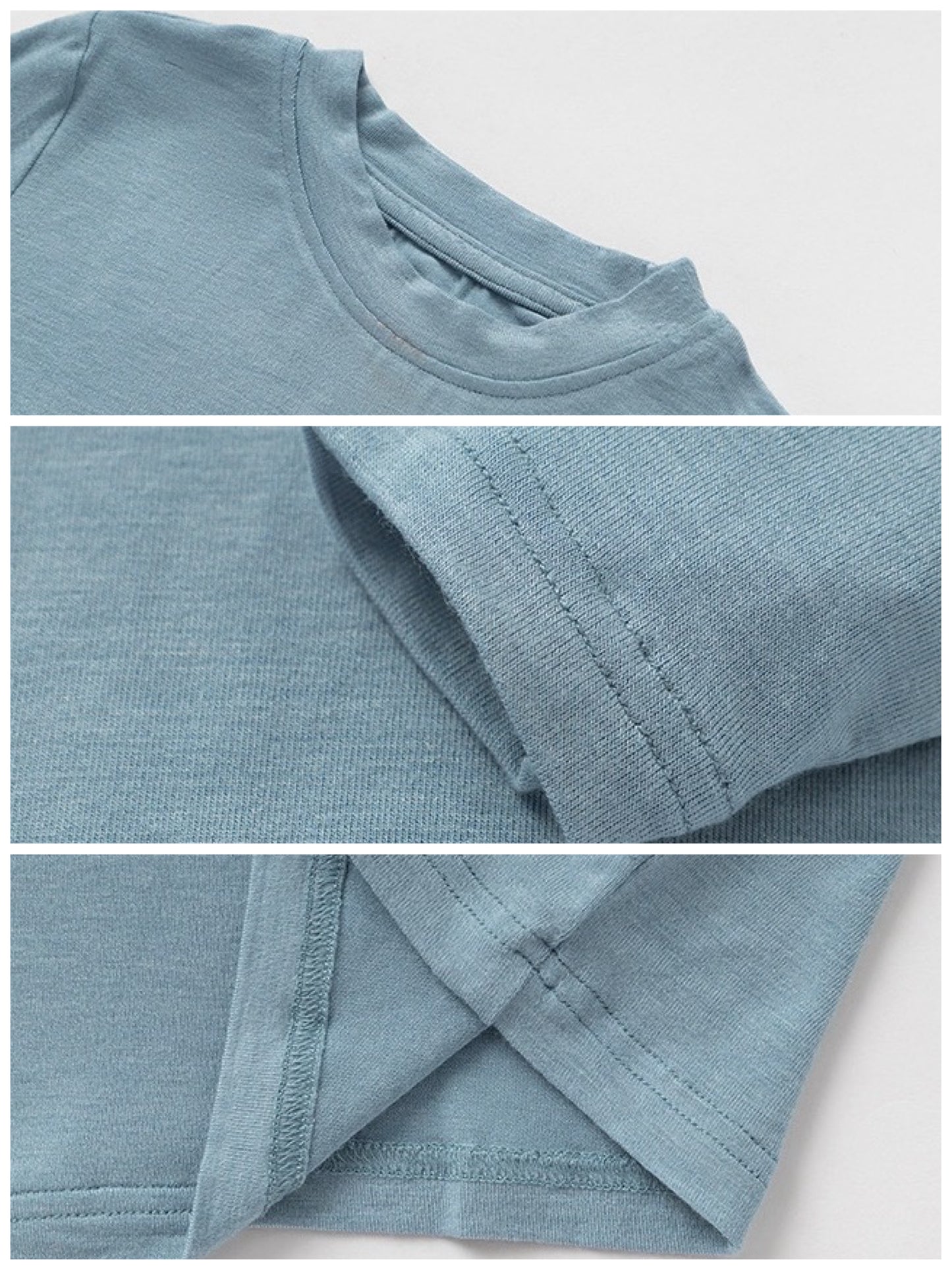 【100-160cm】ソリッドロングスリーブTシャツ