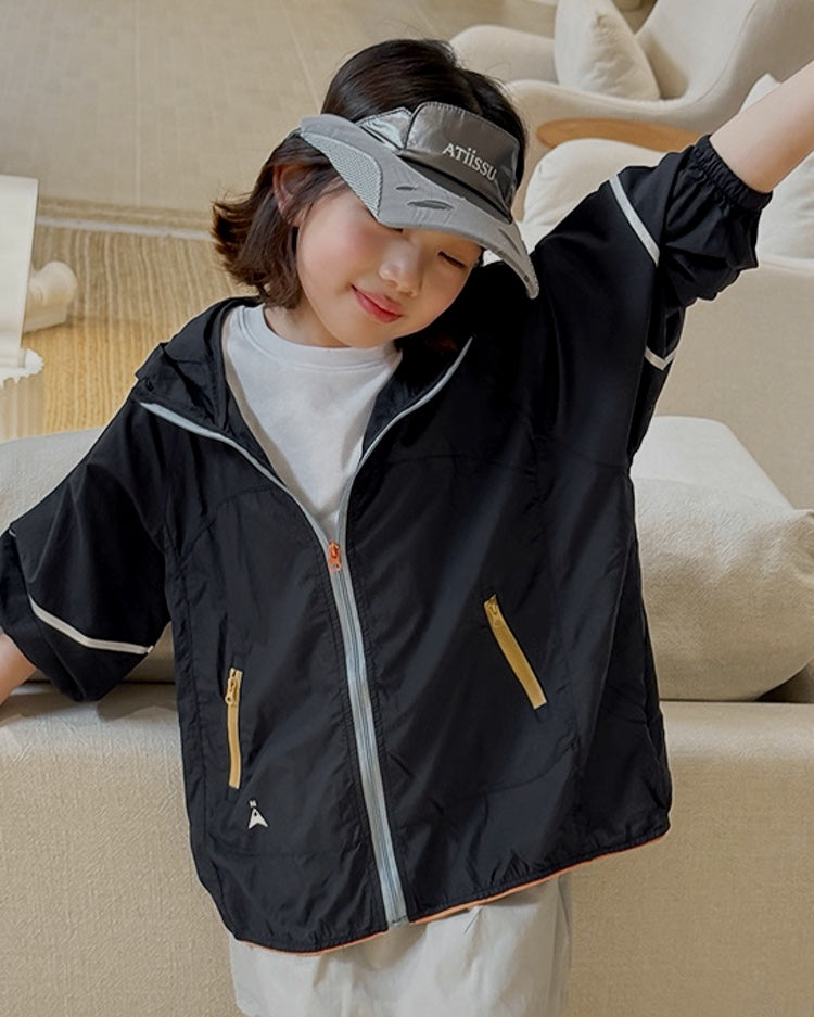 UPF50+ UVカット 冷感 フードジャケット ｜ 110-160cm