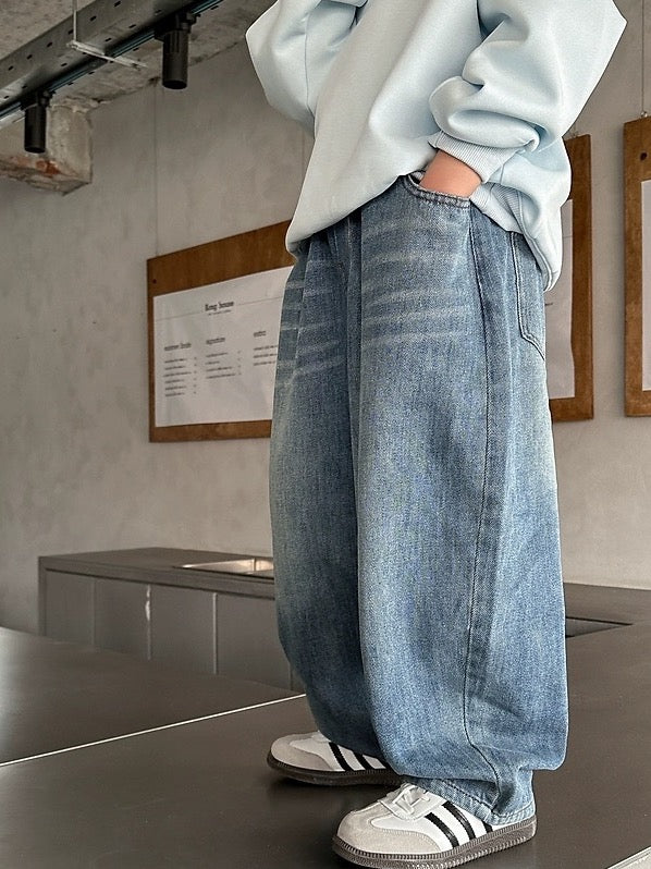 [100-160cm] Washed baggy jeans
