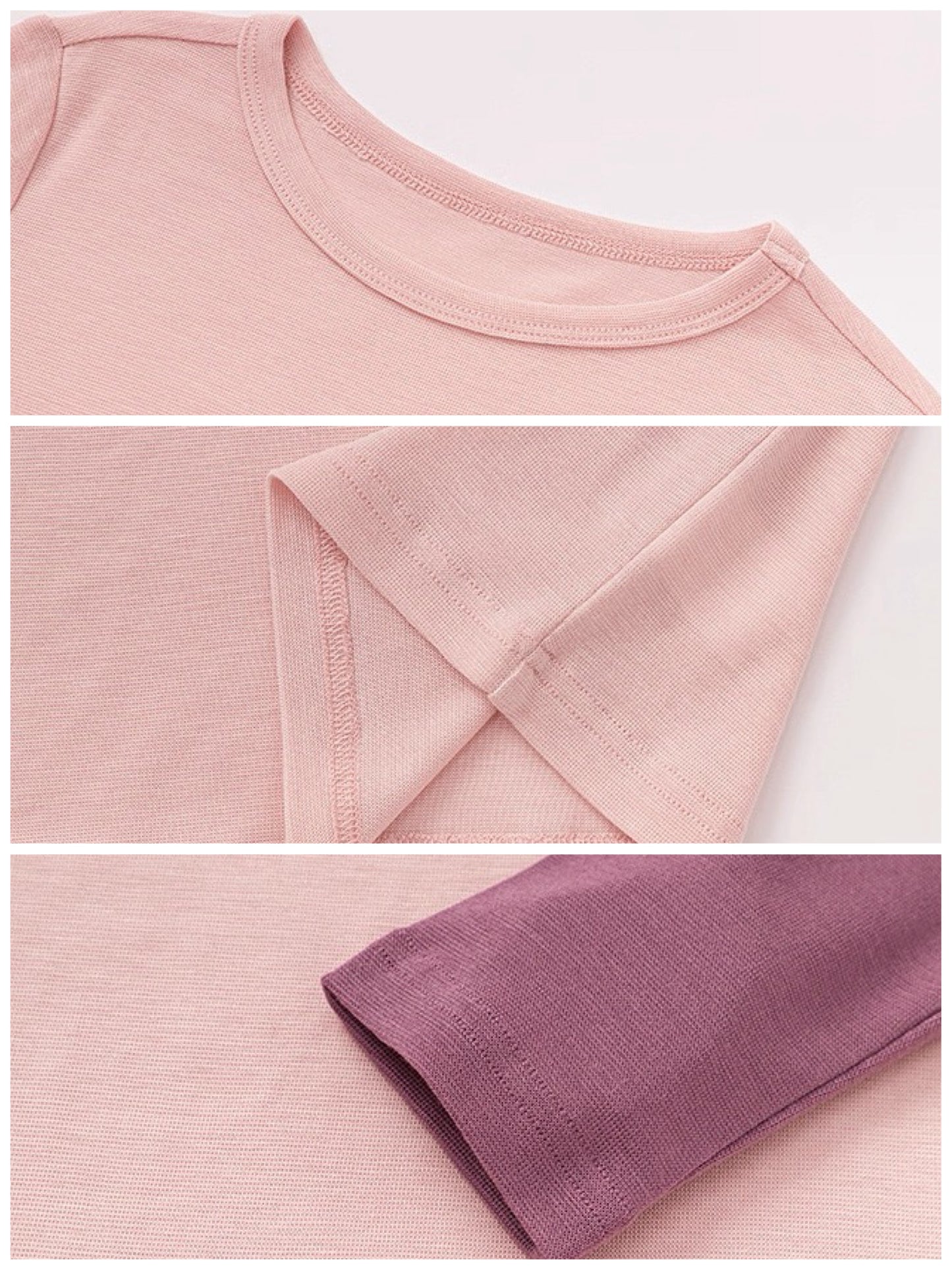 【100-160cm】バイカラーロングスリーブTシャツ