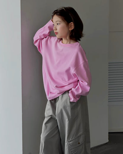 親子お揃い ソフトコットン 長袖Tシャツ 全3色｜120-160cm
