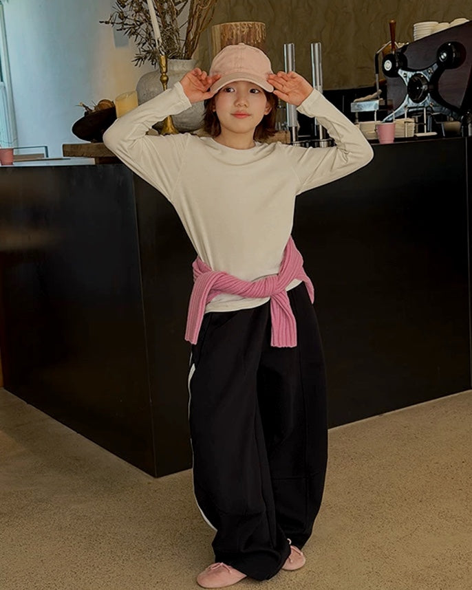 親子お揃い サイドライン ワイドスウェットパンツ｜120-160cm
