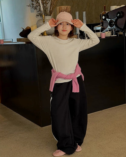 親子お揃い サイドライン ワイドスウェットパンツ｜120-160cm