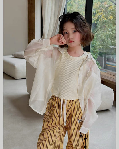 Matching parent-child sheer light shirt (2 colors) | 110-160cm