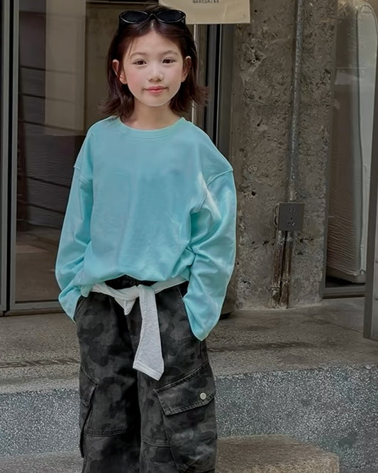 親子お揃い ソフトコットン 長袖Tシャツ 全3色｜120-160cm