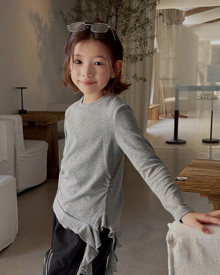 親子お揃い サイドリボン 長袖Tシャツ 全2色｜120-160cm