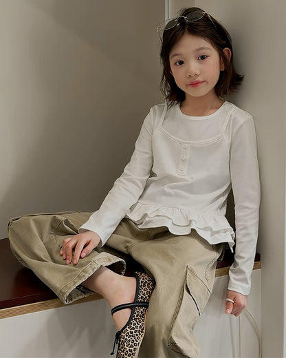 親子お揃い ウォッシュドツイル ワイドカーゴパンツ｜120-160cm