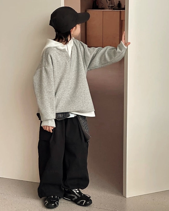 【110-160cm】ワイドカーゴパンツ