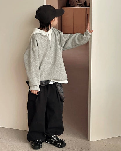 【110-160cm】ワイドカーゴパンツ
