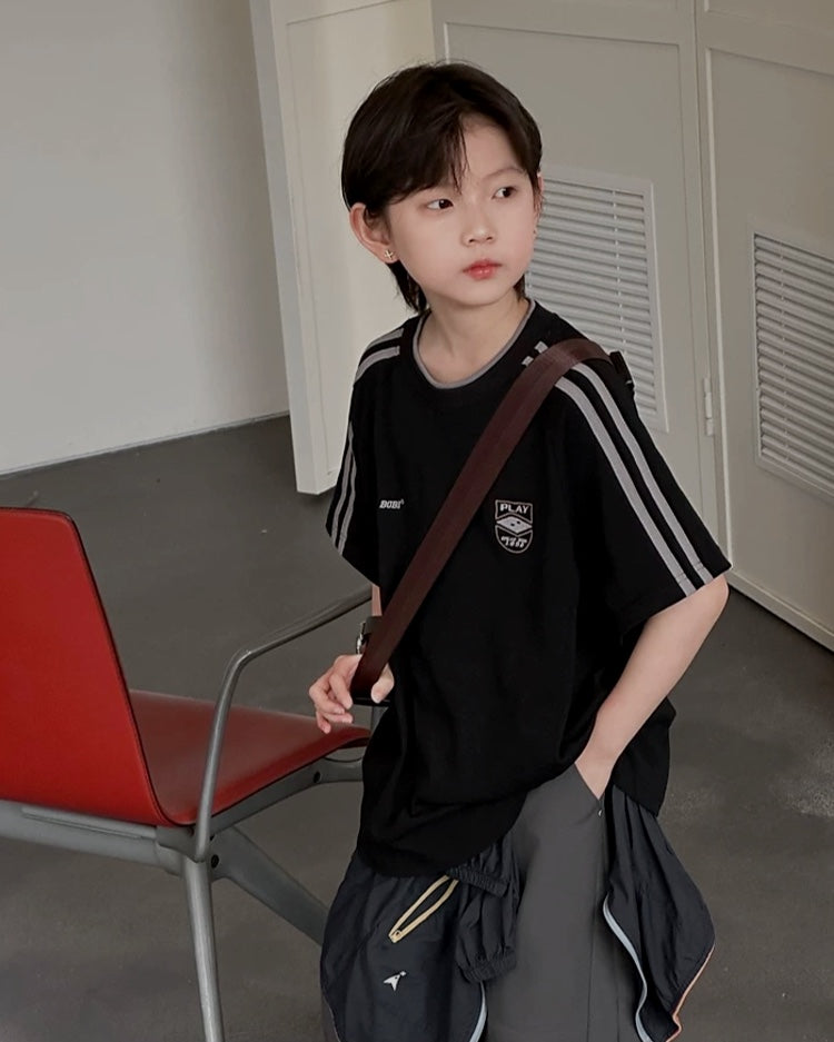 ラインデザイン オーバーサイズ スポーツTシャツ 全2色 ｜ 110-160cm